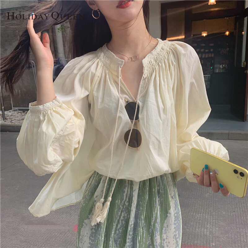 HolidayQueen Women's Long Sleeve Sunscreen Lace-up Loose Shirt Free Shipping HQ0841